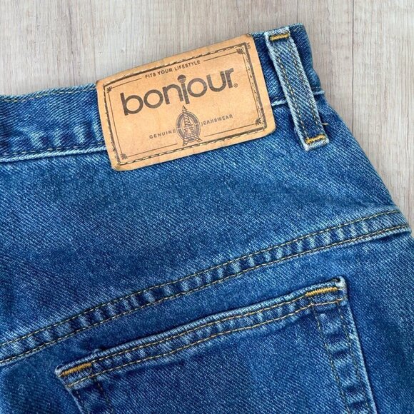 BONJOUR Vintage 80s 90s High Waist Mom Tapered Leg Dark Wash Denim Jeans 14 P/P - Picture 8 of 8